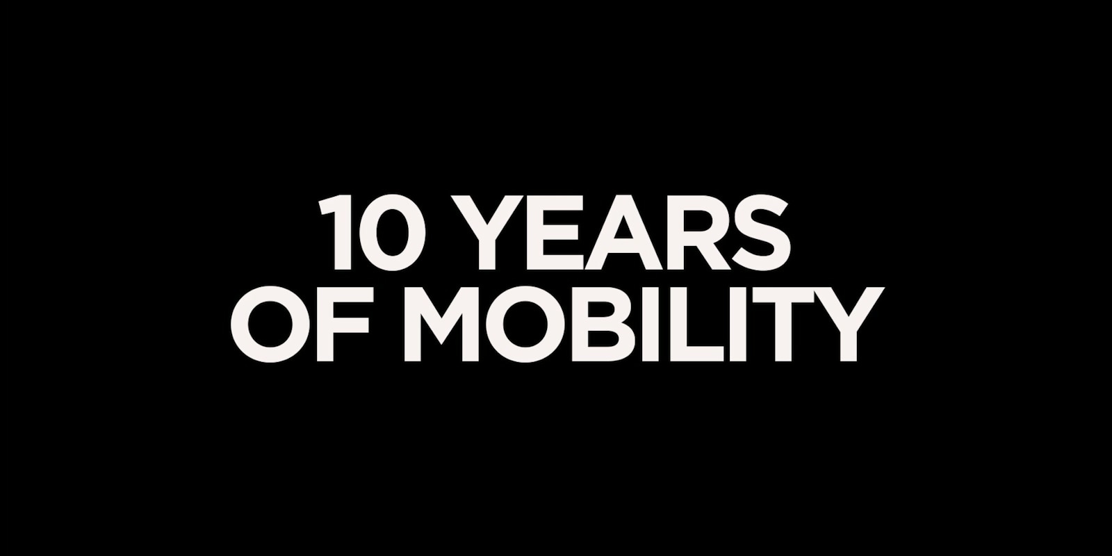It reads '10 YEARS OF MOBILITY' in white letters on a black background