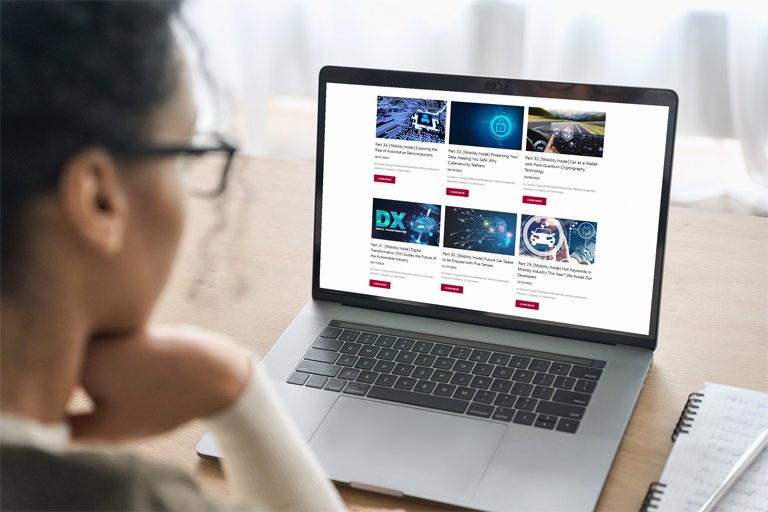 woman viewing a list of automotive car videos