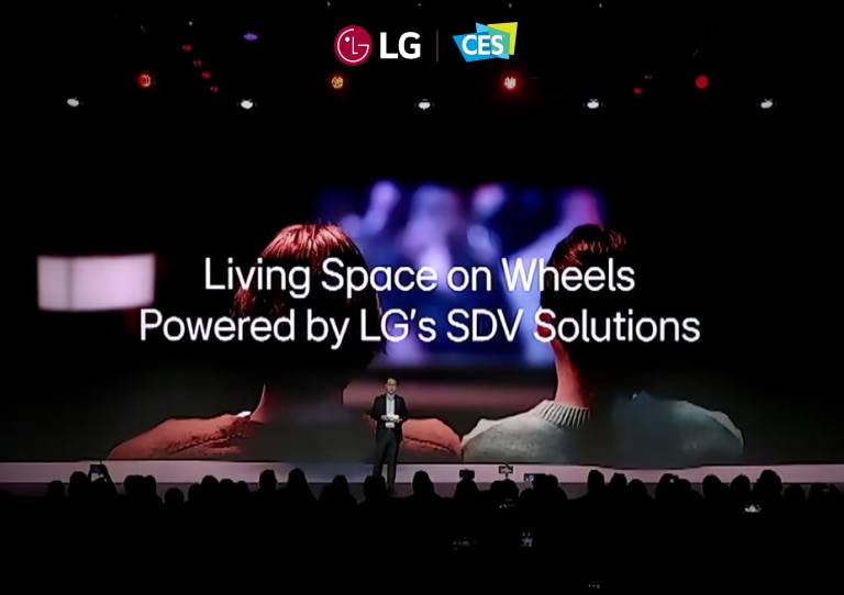 LG CES 2024 promotional image with LG objects in the background