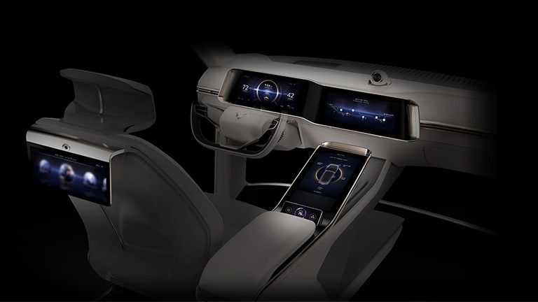 Multiple touch displays inside a car