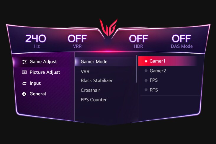 Εικόνα ρύθμισης GUI του Game Mode.