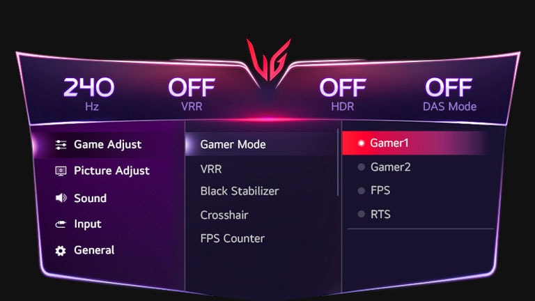 Εικόνα ρύθμισης GUI του Game Mode.