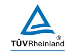Το λογότυπο TUV Rheinland με δύο κουκκίδες κάτω από το λογότυπο. Η πρώτη κουκκίδα είναι επισημασμένη, υποδεικνύοντας ότι είναι η πρώτη από δύο εικόνες.