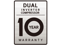 Το λογότυπο DUAL Inverter 10 Year Warranty.