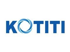 Το λογότυπο KOTITI με δύο κουκκίδες κάτω από το λογότυπο. Η πρώτη κουκκίδα είναι επισημασμένη, υποδεικνύοντας ότι είναι η πρώτη από δύο εικόνες.