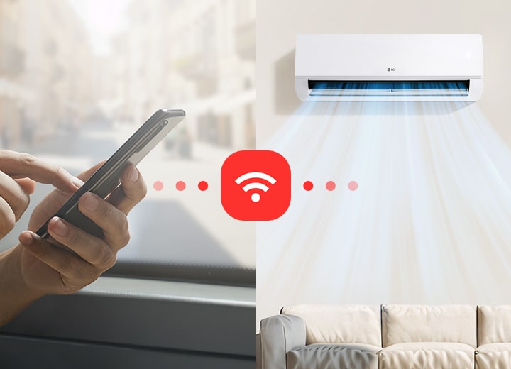 Εικόνα χειρισμού της ροής αέρα ψύξης του κλιματιστικού μέσω smartphone.