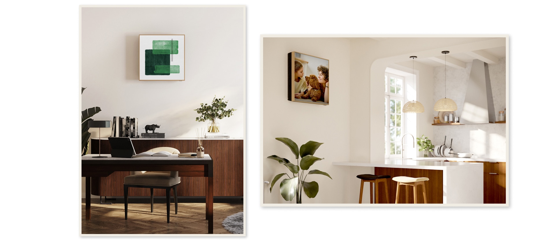 Μετατρέψτε τη συσκευή σε έργο τέχνης με μια οθόνη σε ξύλινο πλαίσιο για την επίδειξη οποιουδήποτε αριστουργήματος.