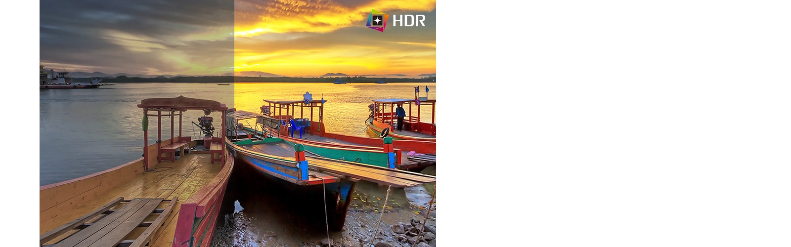 HDR, που υποστηρίζει συγκεκριμένα επίπεδα χρώματος και φωτεινότητας, σε σύγκριση με το SDR, με έντονα χρώματα περιεχομένου.