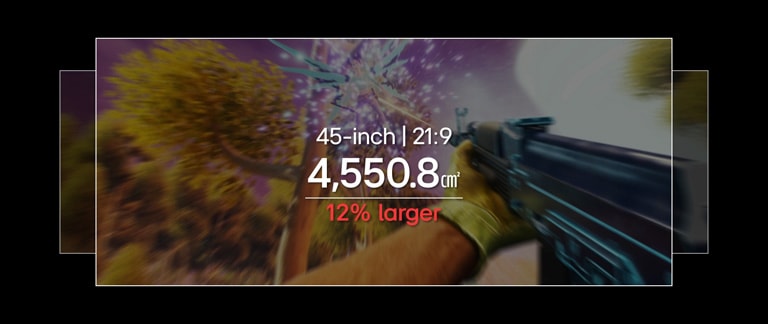 Το βίντεο δείχνει τη διαφορά του να παίζετε το ίδιο παιχνίδι σε οθόνη 45 ιντσών και σε οθόνη 49 ιντσών.