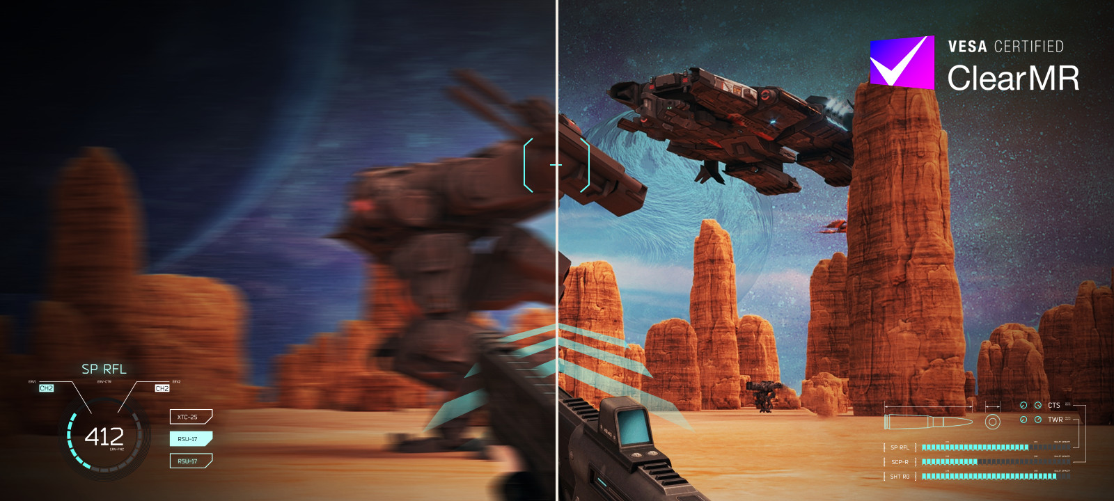 Βίντεο ομαλής εμπειρίας gaming με το λογότυπο VESA ClearMR.