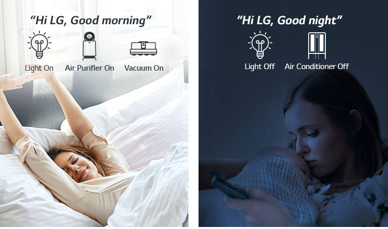 Μια γυναίκα στο κρεβάτι όταν ξυπνάει το πρωί (αριστερά) και με ένα μωρό τη νύχτα (δεξιά)