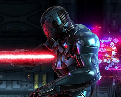 Καθώς ο παίκτης καλύπτεται και πυροβολεί εναντίον 3 αντιπάλων σε ένα παιχνίδι FPS με έντονη δράση, η σκηνή του παιχνιδιού παραμένει ευκρινής χωρίς πτώση της φωτεινότητας ή τρεμόπαιγμα χάρη στο πάνελ IPS με χρόνο απόκρισης 1 ms (GtG), συγκριτικά με ένα πάνελ IPS με χρόνο απόκρισης 5 ms.