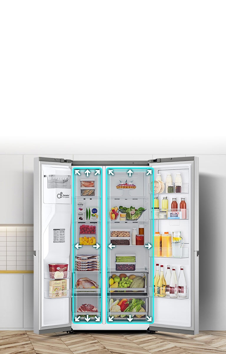 Ένα βίντεο ξεκινά με την πρόσοψη ενός ψυγείου και τις δύο του πόρτες ανοικτές. Οι εσωτερικοί χώροι έχουν περίγραμμα από γραμμές νέον, ενώ υπάρχουν βέλη που ωθούν τις γραμμές αυτές προς τα έξω, υποδεικνύοντας ότι ο εσωτερικός χώρος έχει πλέον αυξηθεί. Το τετράγωνο από νέον γύρω από τους εσωτερικούς χώρους αναβοσβήνει, για να δείξει τη διαφορά ανάμεσα στον νέο χώρο και τον παλιό, μικρότερο χώρο, ο οποίος περιγράφεται με μια διακεκομμένη λευκή γραμμή.