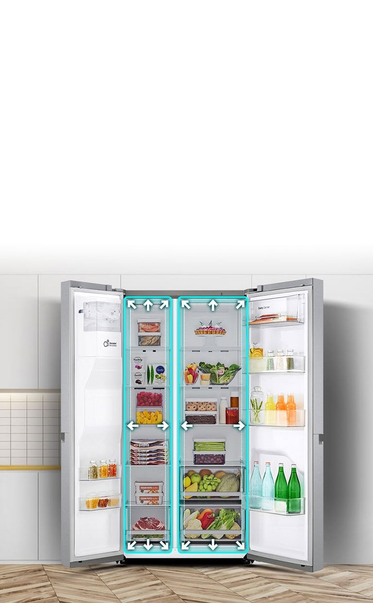 Ένα βίντεο ξεκινά με την πρόσοψη ενός ψυγείου και τις δύο του πόρτες ανοικτές. Οι εσωτερικοί χώροι έχουν περίγραμμα από γραμμές νέον, ενώ υπάρχουν βέλη που ωθούν τις γραμμές αυτές προς τα έξω, υποδεικνύοντας ότι ο εσωτερικός χώρος έχει πλέον αυξηθεί. Το τετράγωνο από νέον γύρω από τους εσωτερικούς χώρους αναβοσβήνει, για να δείξει τη διαφορά ανάμεσα στον νέο χώρο και τον παλιό, μικρότερο χώρο, ο οποίος περιγράφεται με μια διακεκομμένη λευκή γραμμή.