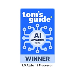 Σήμα «Tom's Guide AI Award 2026 Winner» για τον LG alpha 11 AI Processor.
