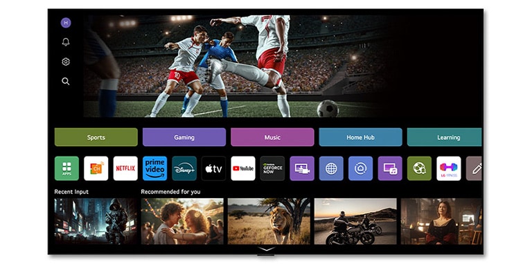 Η αρχική οθόνη του LG Channels δείχνει την ποικιλία περιεχομένου που είναι διαθέσιμη σε μια LG TV. 