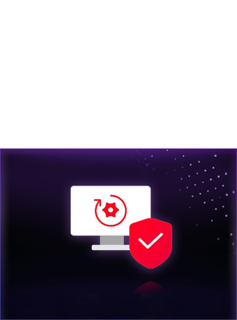 Η LG QNED evo AI Mini LED QNED8M με LG Shield αναγνωρίζεται για τη Διαχείριση Ενημερώσεων Ασφαλείας, όπως απεικονίζεται από εικονίδια συστήματος και ασπίδας, όπου οι μηχανισμοί παρακολούθησης σε πραγματικό χρόνο και ενημέρωσης βοηθούν στην πρόληψη απειλών και στη διατήρηση της προστασίας του συστήματος.