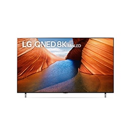 Τηλεόραση QNED miniLED 8K. Στην οθόνη της τηλεόρασης φαίνονται 2 αντικριστοί βράχοι πορτοκαλί χρώματος.