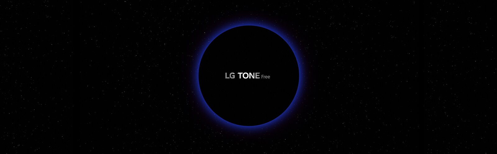 Εικόνα διαστήματος με έναν κύκλο με μπλε περίγραμμα, στο κέντρο του οποίου υπάρχει το κείμενο "LG TONE Free"