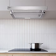 LG Απορροφητήρας Συρόμενος LG 60cm inox με ισχυρή απορρόφηση και LED φωτισμό, Συρόμενος απορροφητήρας εγκατεστημένος κάτω από ντουλάπι, πάνω από εστία μαγειρέματος, σε μια λιτή κουζίνα., HT3Z2413S, thumbnail 3
