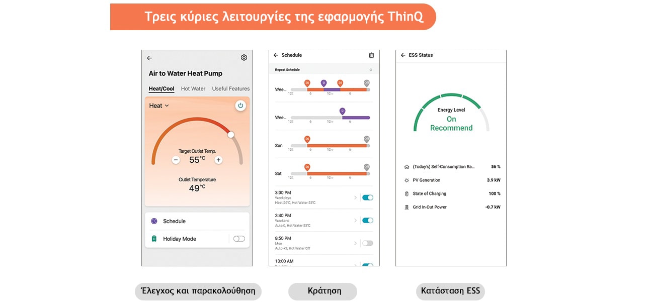 Τρεις κύριες λειτουργίες της εφαρμογής ThinQ