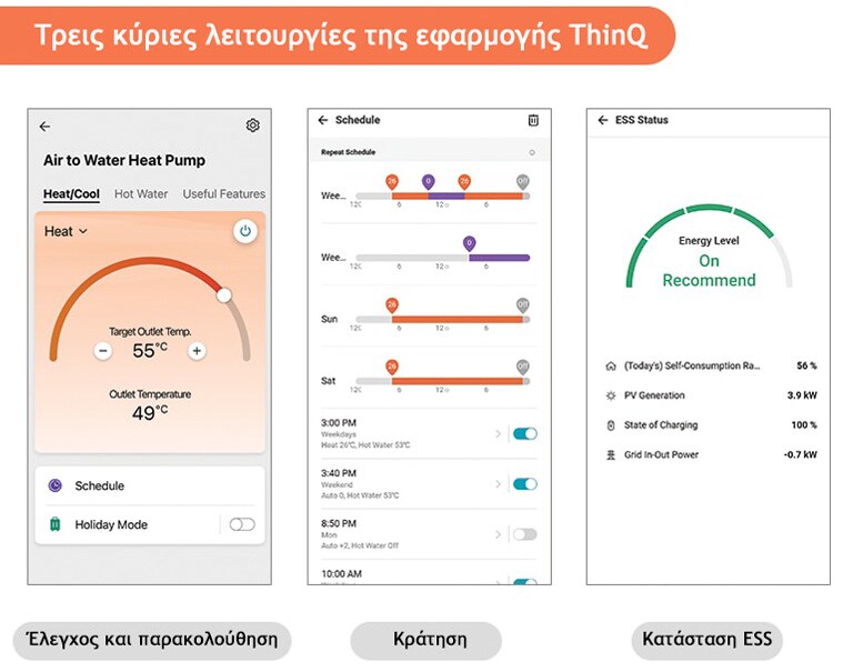 Τρεις κύριες λειτουργίες της εφαρμογής ThinQ