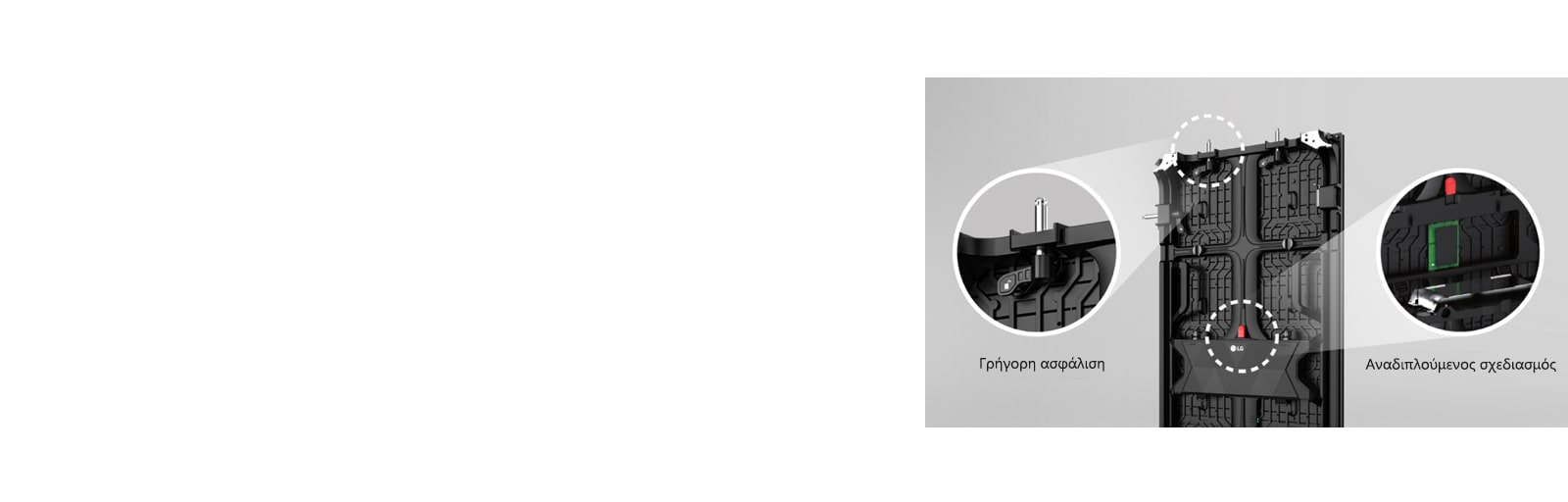 Όψη σε μεγέθυνση το “Quick Lock” και “Flip Design” στο πίσω μέρος του πλαισίου.