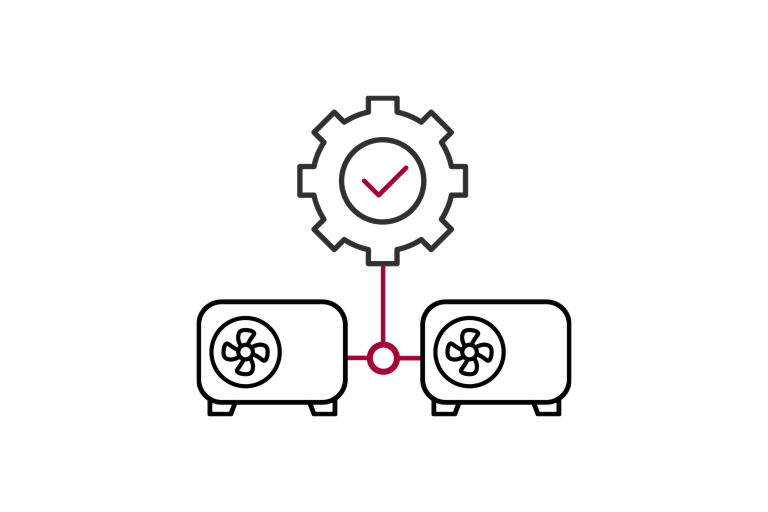 Εικονίδιο που εμφανίζει δύο μονάδες LG R290 Monobloc συνδεδεμένες με σύμβολα γραναζιών.