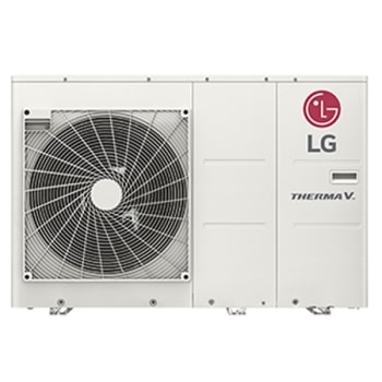 Μπροστινή όψη λευκού ορθογώνιου LG R32 Monobloc S με έναν κυκλικό ανεμιστήρα και το λογότυπο LG επάνω δεξιά.1