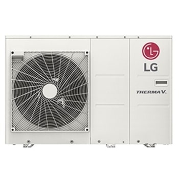 Μπροστινή όψη λευκού ορθογώνιου LG R32 Monobloc S με έναν κυκλικό ανεμιστήρα και το λογότυπο LG επάνω δεξιά.1