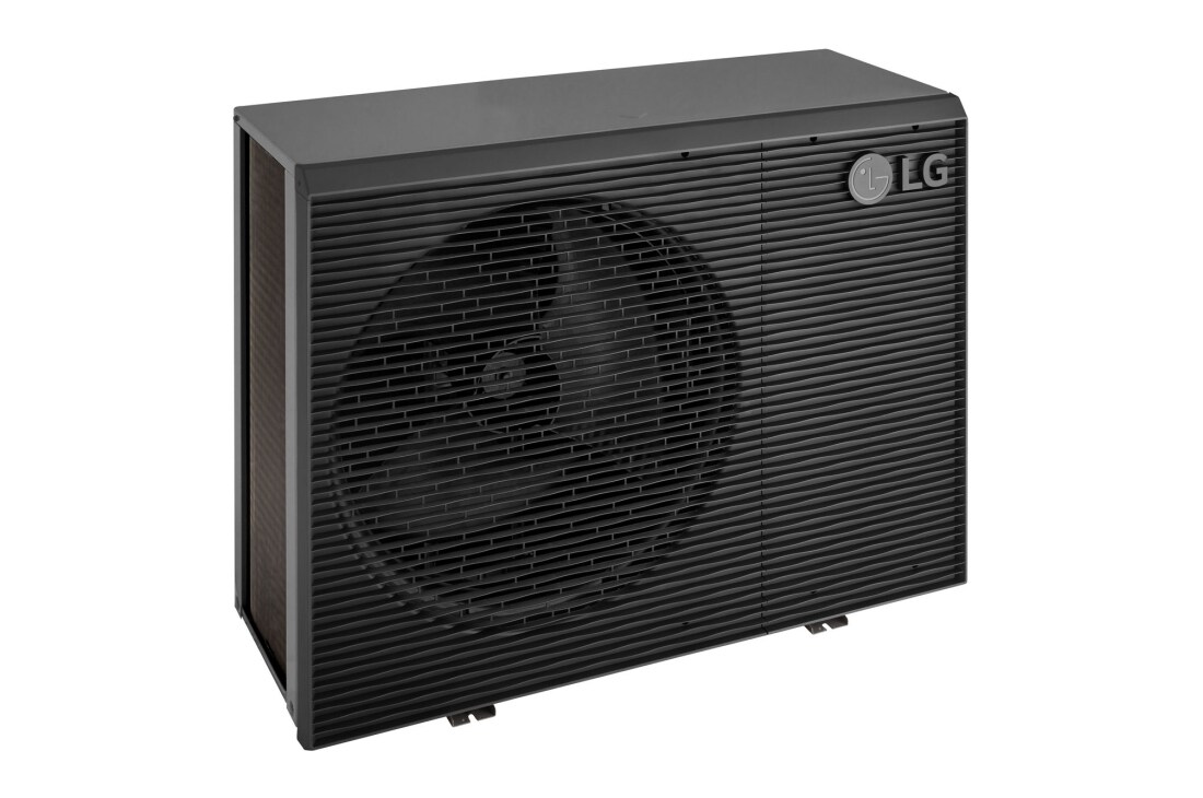 LG R290 Monobloc S, 3Ø, 12kW, Αριστερή προοπτική όψη της εξωτερικής μονάδας LG R290 Monobloc S, HM123HFS UB41, thumbnail 6