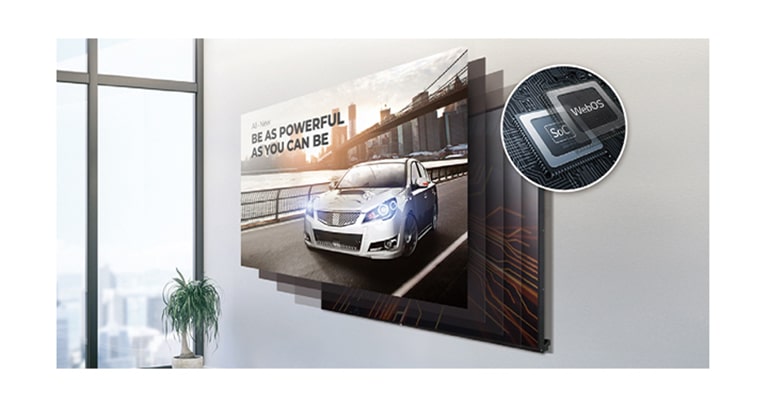 Το SoC και η πλατφόρμα webOS smart signage επιδεικνύουν τη δυνατότητα εκτέλεσης διαφόρων εργασιών ταυτόχρονα.
