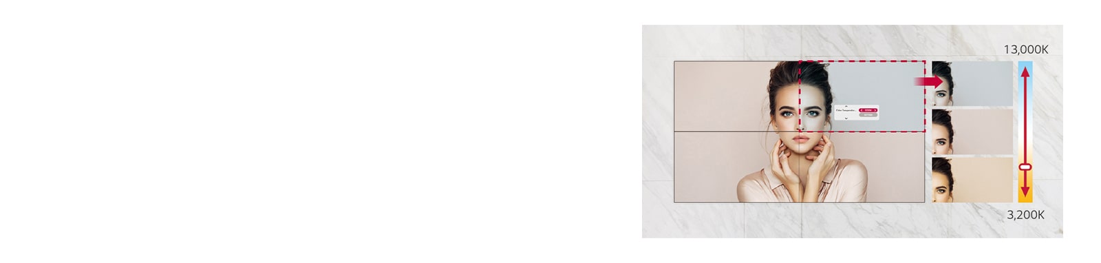 Στο μοντέλο VL5PJ-H υπάρχει η δυνατότητα προσαρμογής της θερμοκρασίας χρώματος από 3.200K έως 13.000K σε διαβαθμίσεις των 100K.