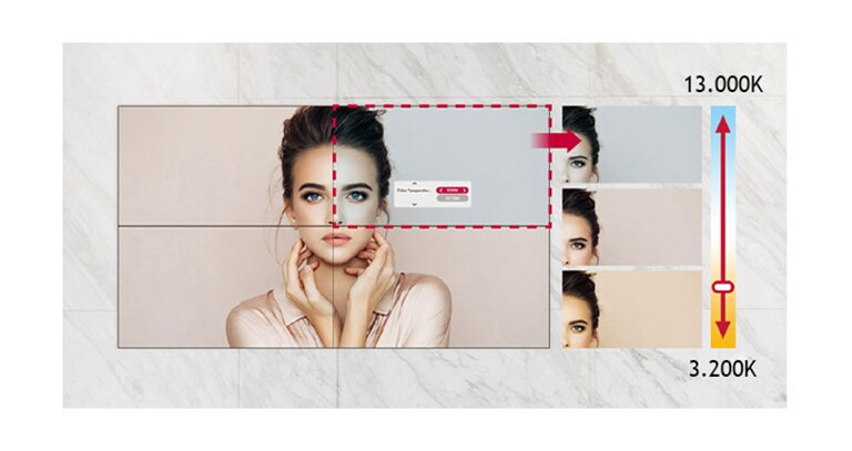 Στο μοντέλο VH7J-H υπάρχει η δυνατότητα προσαρμογής της θερμοκρασίας χρώματος από 3.200K έως 13.000K σε διαβαθμίσεις των 100K.