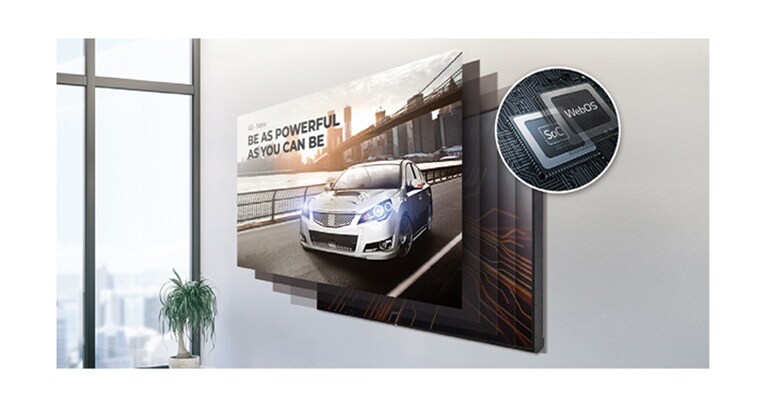 Το SoC και η πλατφόρμα webOS smart signage επιδεικνύουν τη δυνατότητα εκτέλεσης διαφόρων εργασιών ταυτόχρονα.
