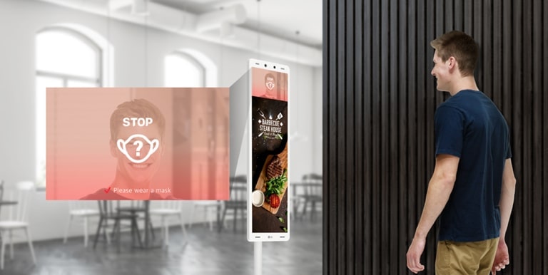 Το τερματικό θερμικής ανίχνευσης LG ενεργοποιεί μια ειδοποίηση σε περίπτωση που αναγνωρίσει ένα άτομο χωρίς μάσκα μπροστά από την είσοδο.