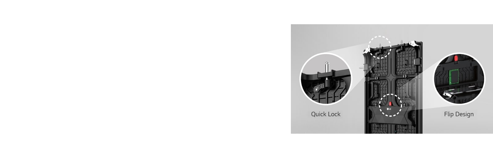 Όψη σε μεγέθυνση του «Quick Lock» και «Flip Design» στο πίσω μέρος του πλαισίου.