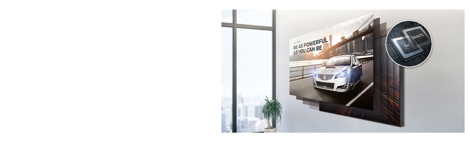 Το SoC και η πλατφόρμα webOS smart signage επιδεικνύουν τη δυνατότητα εκτέλεσης διαφόρων εργασιών ταυτόχρονα.