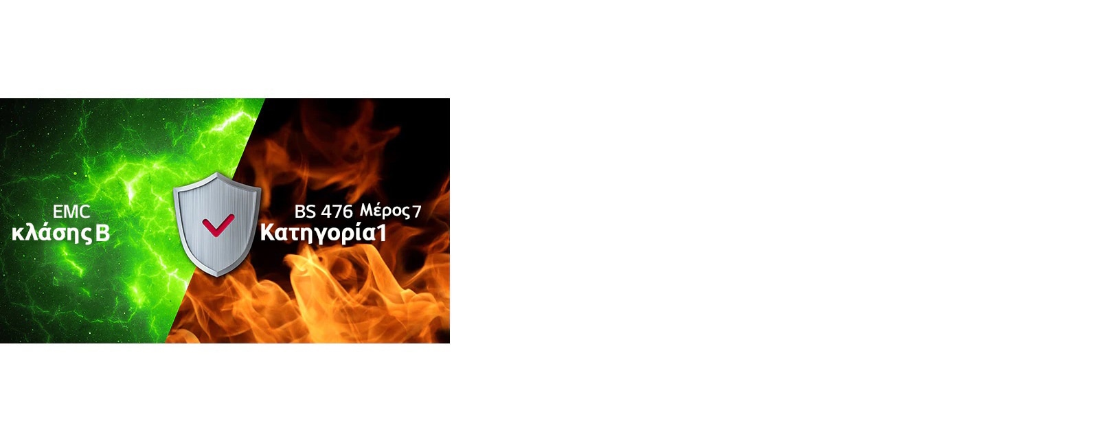 Περιγράφονται οι πιστοποιήσεις EMC κλάσης B και BS 476 Μέρος 7 Κατηγορία 1.