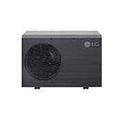 LG R32 Monobloc S II, 1Ø, 5kW, Αντλίες θερμότητας αέρα-νερού LG HM051MRS UA40, επάνω αριστερή όψη μαύρης εξωτερικής μονάδας με γκρίζα κυματιστή γρίλια., HM051MRS UA40, thumbnail 10