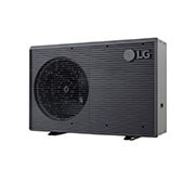 LG R32 Monobloc S II, 1Ø, 5kW, Αντλίες θερμότητας αέρα-νερού LG HM051MRS UA40, όψη δεξιάς γωνίας μαύρης εξωτερικής μονάδας με γκρίζα κυματιστή γρίλια., HM051MRS UA40, thumbnail 3