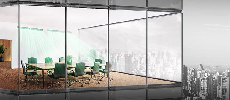 Εικόνα ενός γραφείου, με καθαρό αέρα που βγαίνει από την μονάδα αεραγωγών.