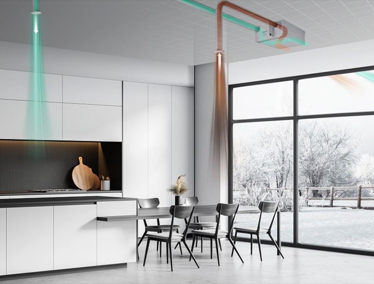 The bad air in the kitchen and the clean air in