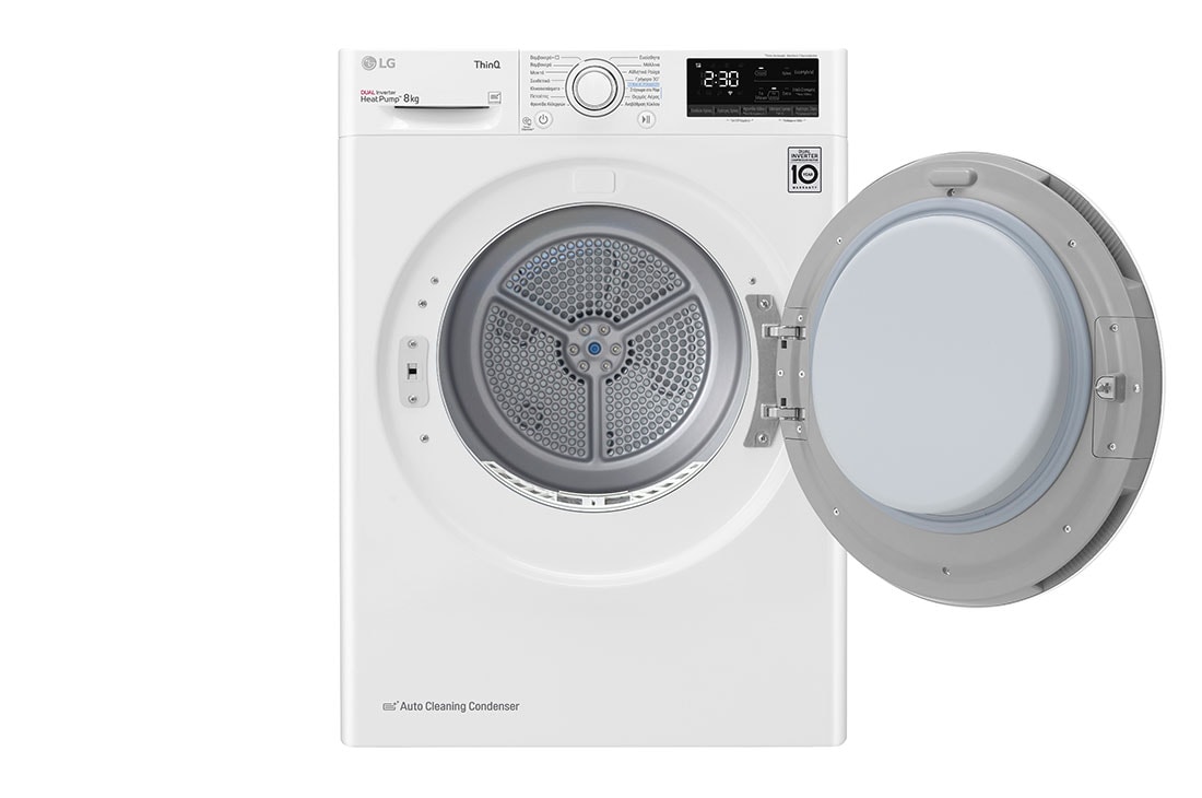 LG Στεγνωτήριο 8kg Υβριδικό με Aντλία θερμότητας, open door, RH80V3AV0N, thumbnail 3