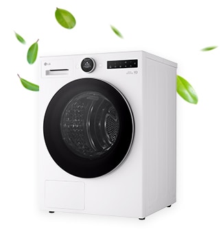 Εικόνα φύλλων που περιστρέφονται γύρω από ένα πλυντήριο ρούχων.