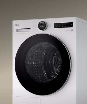 Η πόρτα του στεγνωτηρίου LG από ενισχυμένο γυαλί.