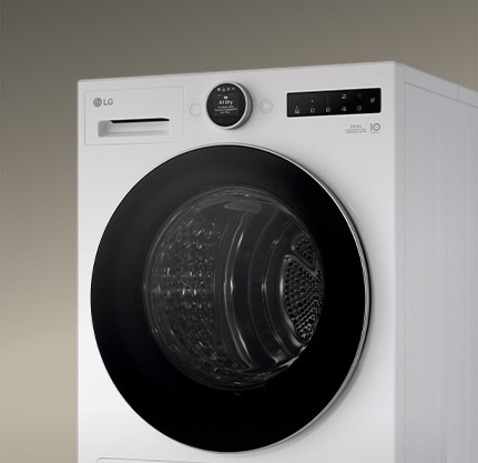 Η πόρτα του στεγνωτηρίου LG από ενισχυμένο γυαλί.