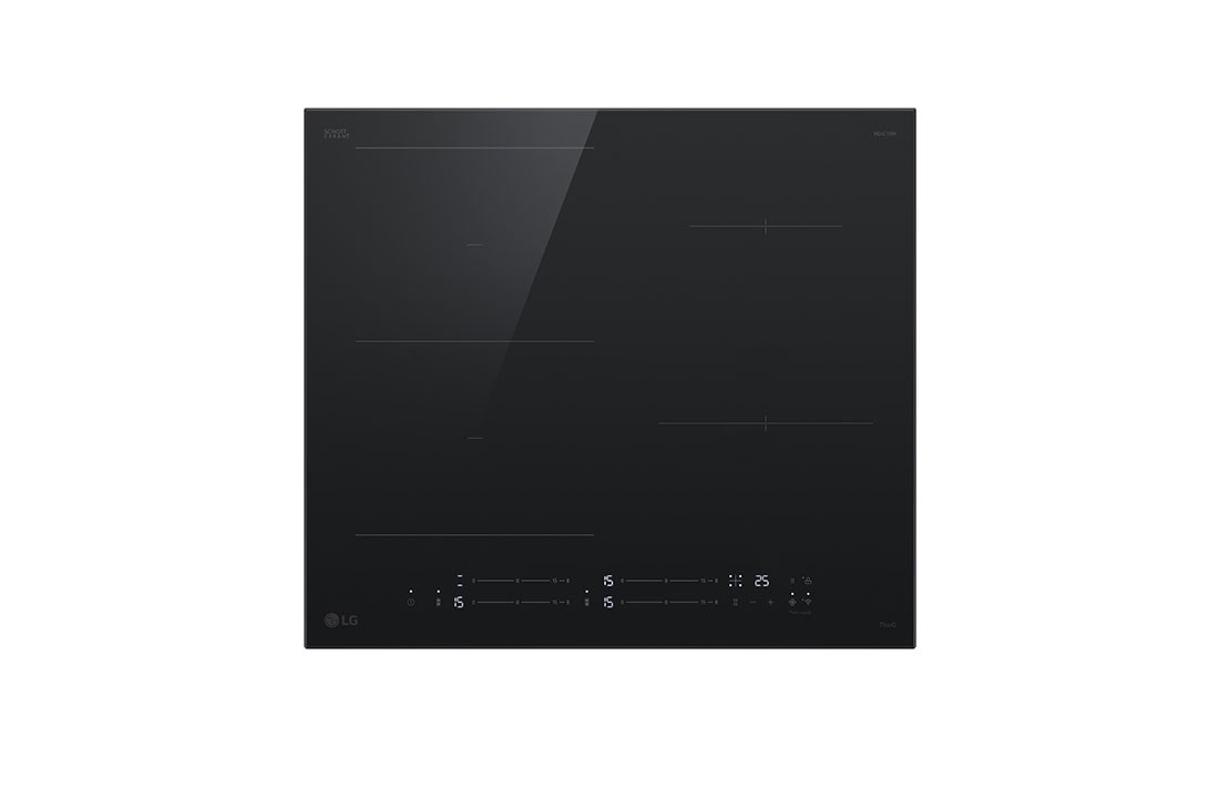 LG Εντοιχιζόμενη Επαγωγική Εστία 60cm, 4 Εστίες με 1 ευέλικτη ζώνη, Οθόνη αφής, top view display on , CBIZ2435B, thumbnail 5