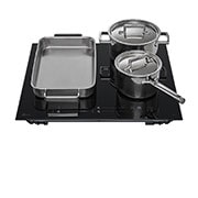 LG Εντοιχιζόμενη Επαγωγική Εστία 60cm, 4 Εστίες με 1 ευέλικτη ζώνη, Οθόνη αφής, Μπροστινή όψη με σκεύη μαγειρικής, CBIZ2435B, thumbnail 3