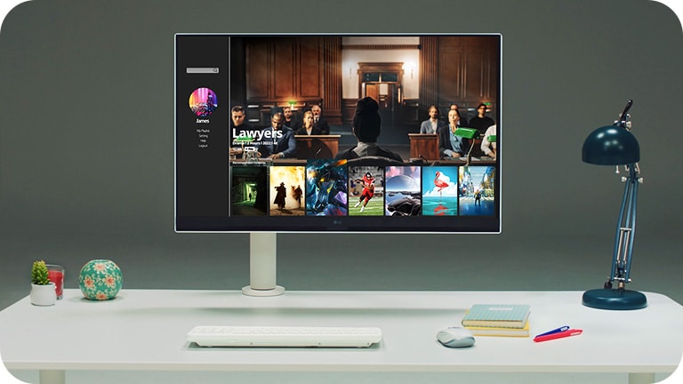 Το SMART monitor της LG με την εργονομική βάση σάς δίνει τη δυνατότητα να εργάζεστε έξυπνα και να απολαμβάνετε ελεύθερα το αγαπημένο σας περιεχόμενο στον ίδιο χώρο.